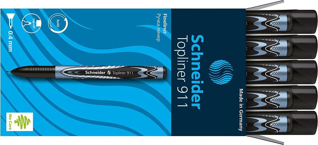 Schneider - Fineliner Topliner 911 0,4mm schwarz | 10 Stück