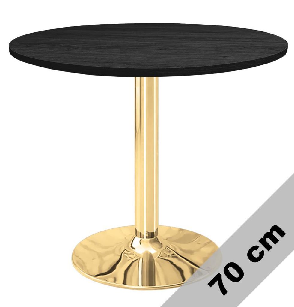 Runder Esstisch VICTORY 70 cm – Schwarz / GOLD Smoke, moderner Küchentisch mit Metallfuß, skandinavisches Design
