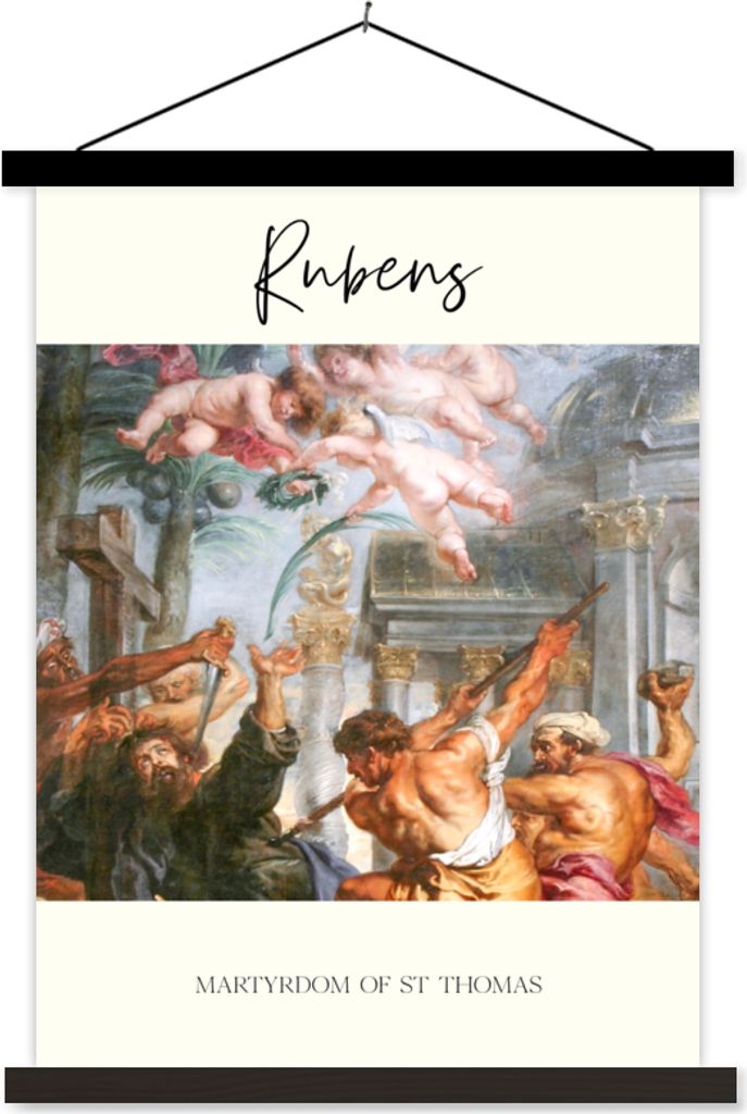 MuchoWow Textilposter Kunst - Rubens - Martyrium des Heiligen Thomas 60x80 cm mit schwarzem Rahmen - Plakathalter