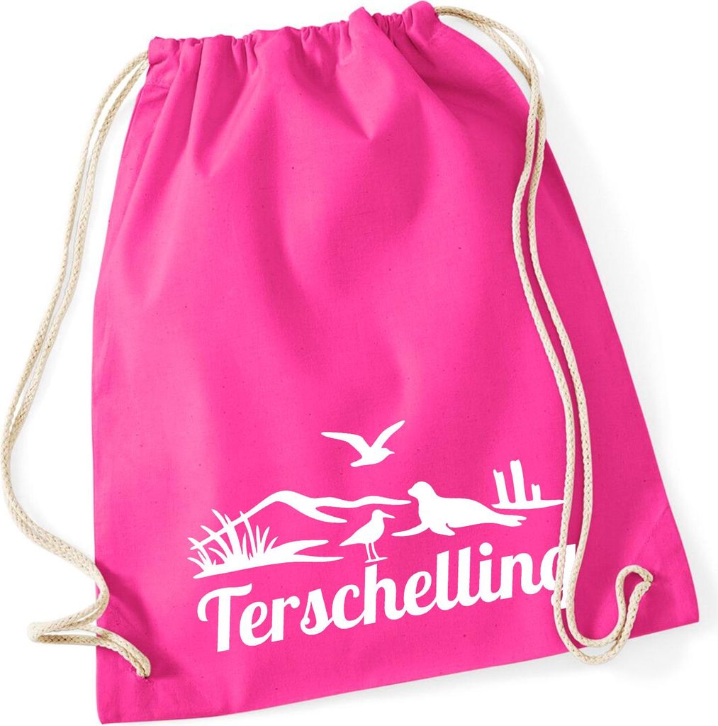 Huuraa Turnbeutel Terschelling Niederlande 12 Liter Fuchsia Baumwolle Rucksack Geschenkidee