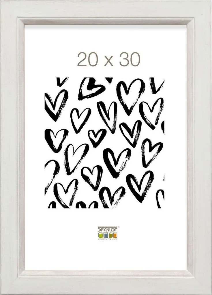Cadre en bois blanc S42L 20x30 cm avec verre de protection haute qualité