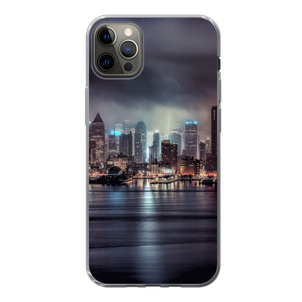MuchoWow Handyhülle Schutzhülle Hülle für iPhone 13 Pro Max New York - Amerika - Skyline Silikon Softcase Handy Hülle - Mobiltelefon