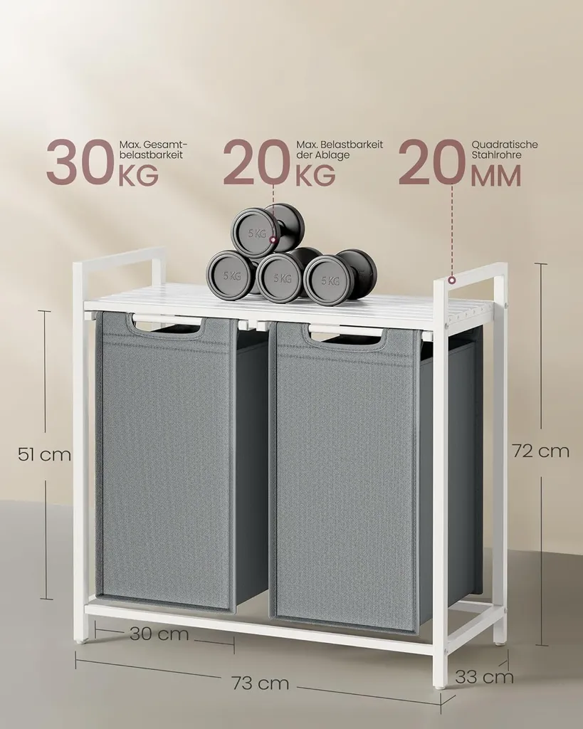 Panier Linge 2 Compartiments Idéal pour Salle de Bain et Buanderie - 2