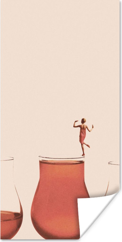 MuchoWow Poster Frau - Wein - Jahrgang 40x80 cm - Dekoration