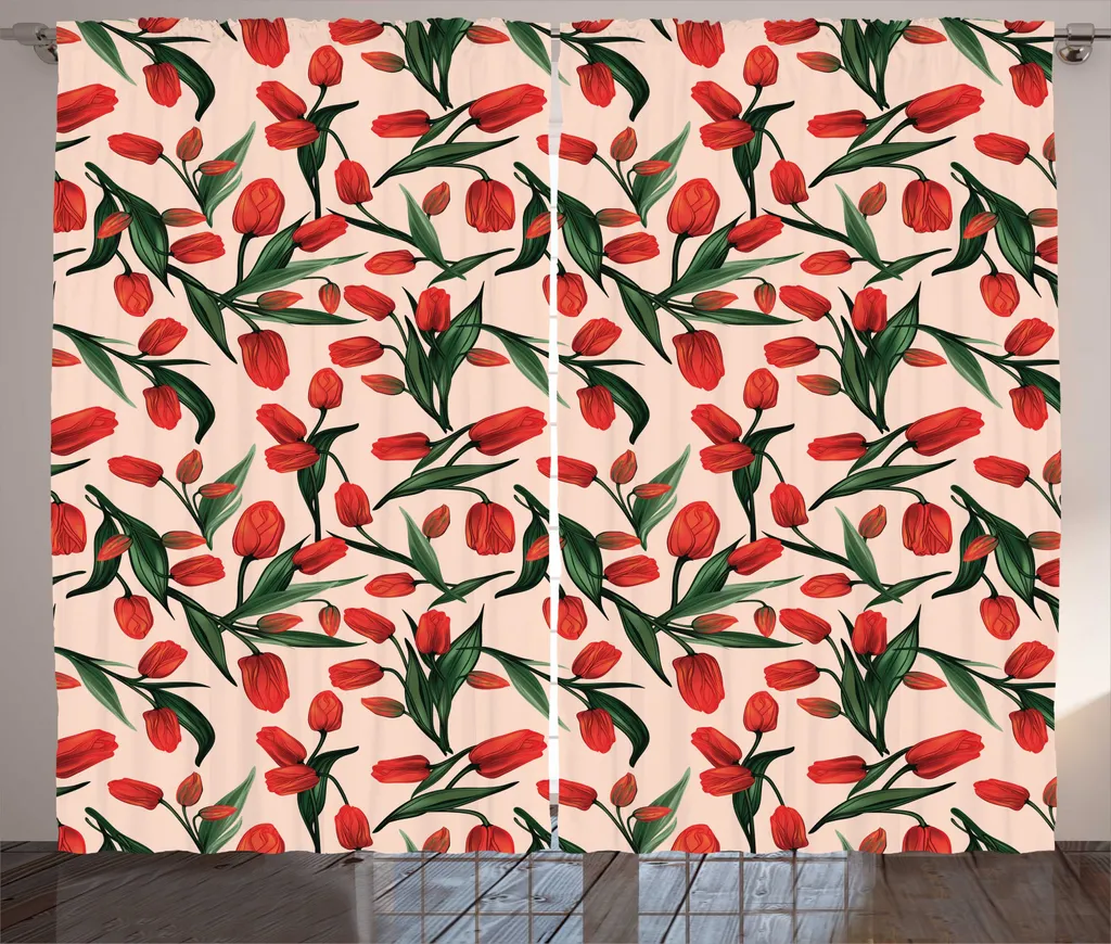 Rideau anti-vis-à-vis tulipes 280x225 cm pour salon lumineux et calme