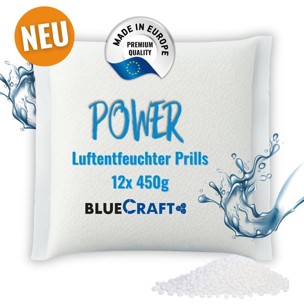 12x 450 g Luftentfeuchter Prills Nachfüllpack im Vliesbeutel für Raumentfeuchter Granulat Box ab 400g