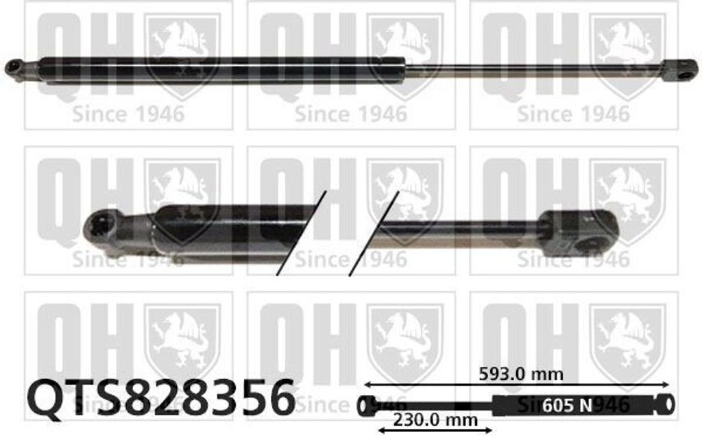 QUINTON HAZELL QTS828356 Gasfeder Heckklappendämpfer für VW Touareg (7P5, 7P6) 593mm
