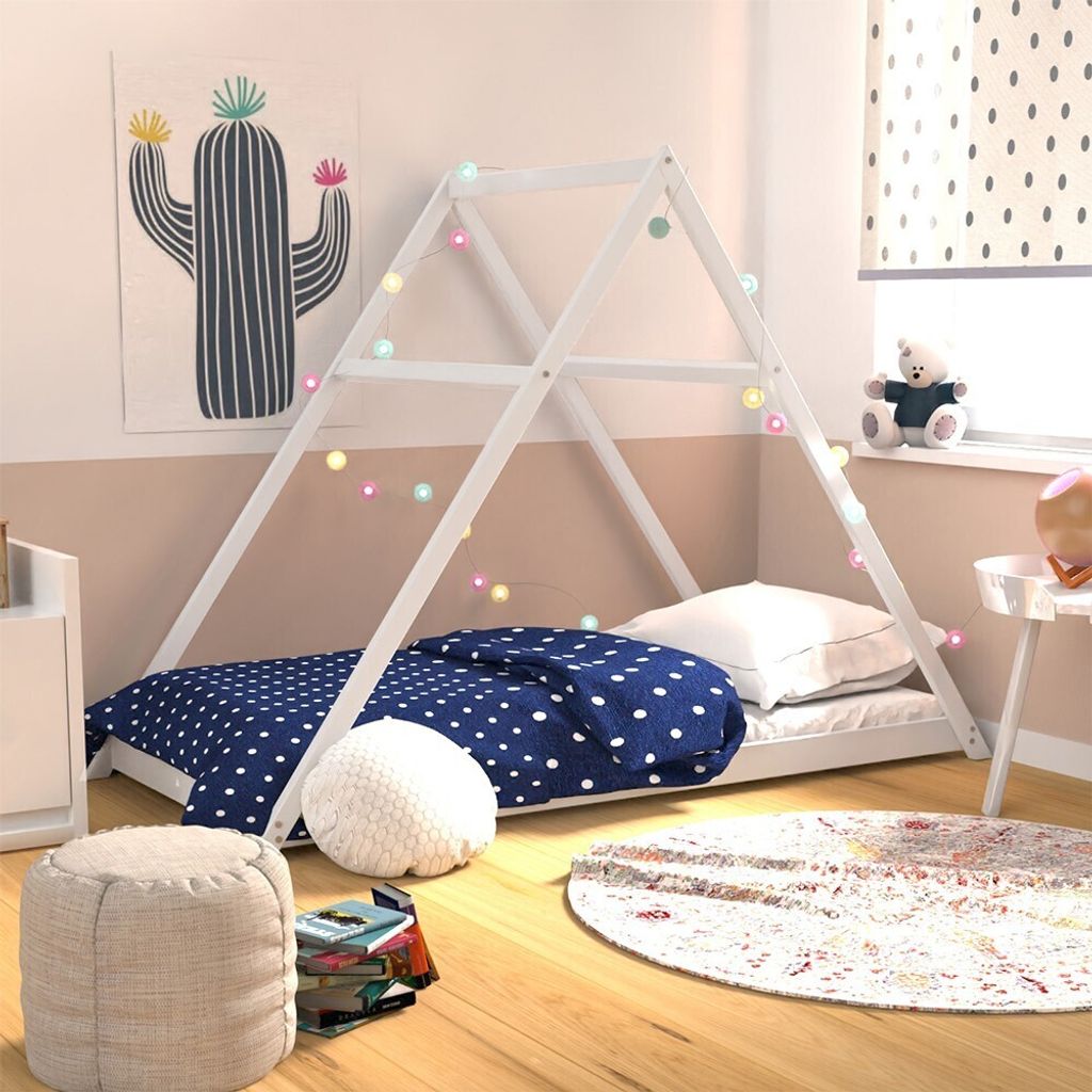Hausbett APACHE mit Lattenrost/ Kinderbett 90x190 - Weiß