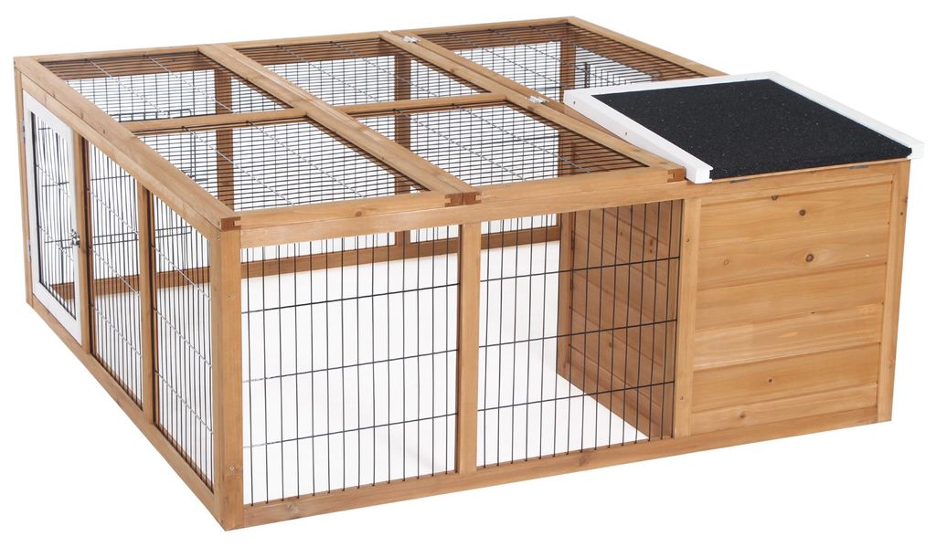 PawHut Kaninchenstall Kleintiergehege mit aufklappbarem Produktbild 