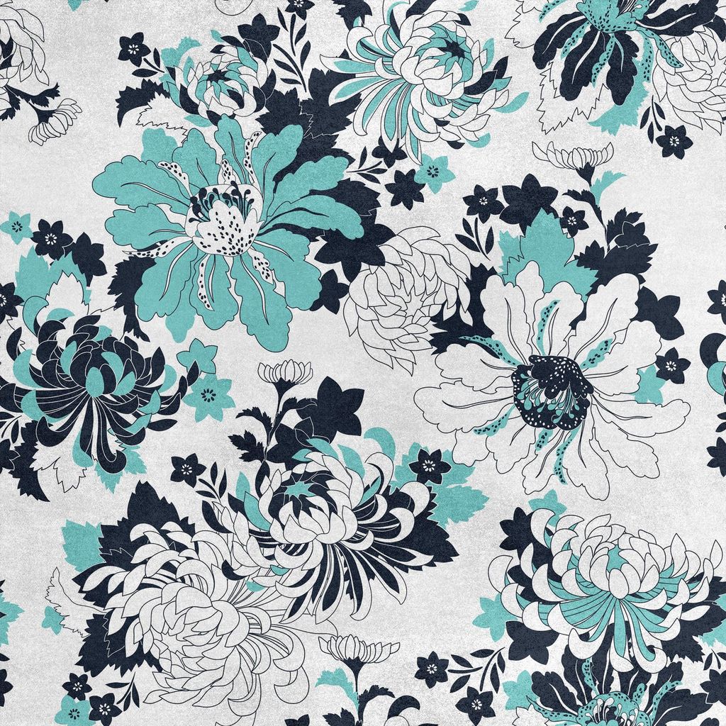 Royal Samt Stoff Polyester Zum Nähen - Motiv gemalte Blumen 9