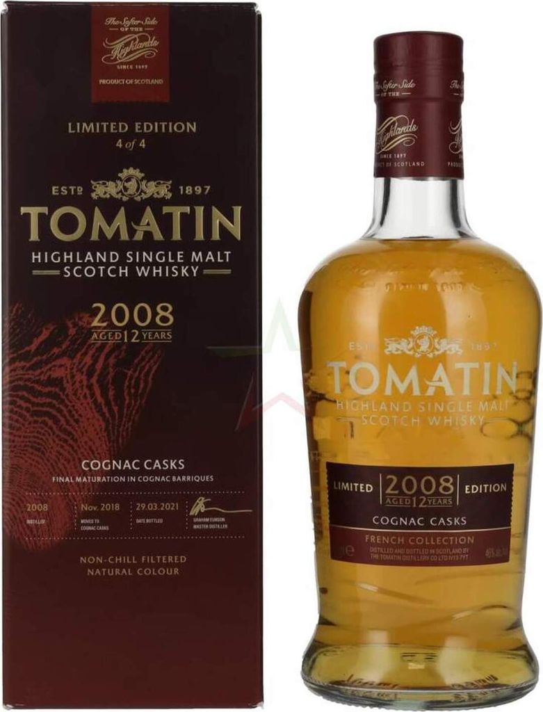 Tomatin 12 Years Old COGNAC CASKS Limited Edition 2008 46.0 % 0,70 lt.