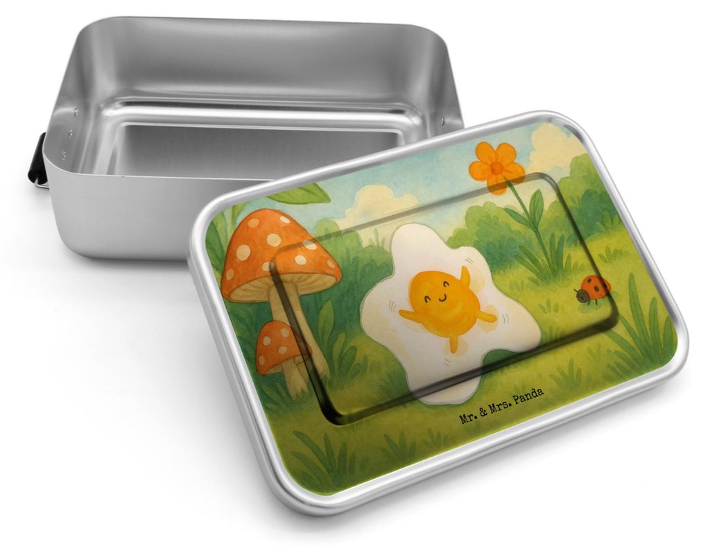 Mr. & Mrs. Panda Snackbox Spiegelei Ei Design - Weiß - Geschenk, Schön, Lunchdose, Lunchbox, Vesperbox, Essensbox, Butterbrotdose, Gute Laune, Gl...