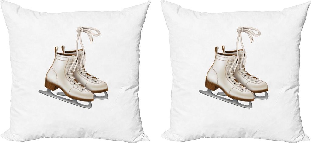 ABAKUHAUS Schlittschuhe Kissenbezug Set (2Stück), Abbildung Skates Eisbahn Ausrüstung Schuhe Outdoor-Aktivitäten, 40 x 40 cm, Schokolade schwach...
