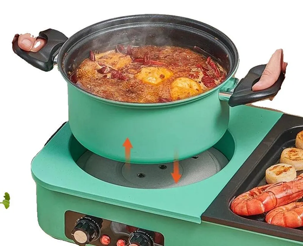 Poêle électrique 3 en 1 amovible avec prise UE pour cuisine polyvalente