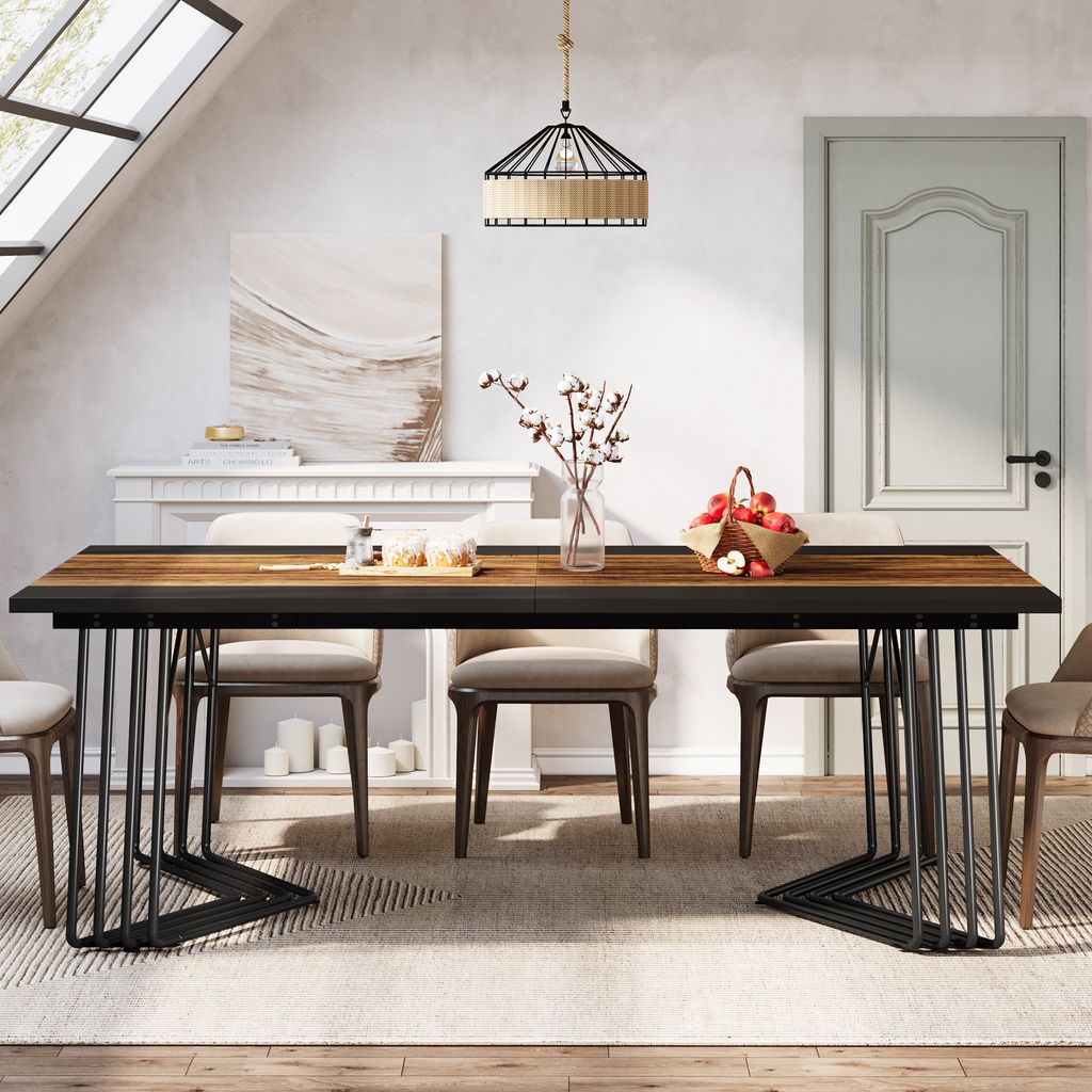 Lailang 200cm Esstisch Industriell - Großer Küchentisch Für 8-10 Personen In Braun