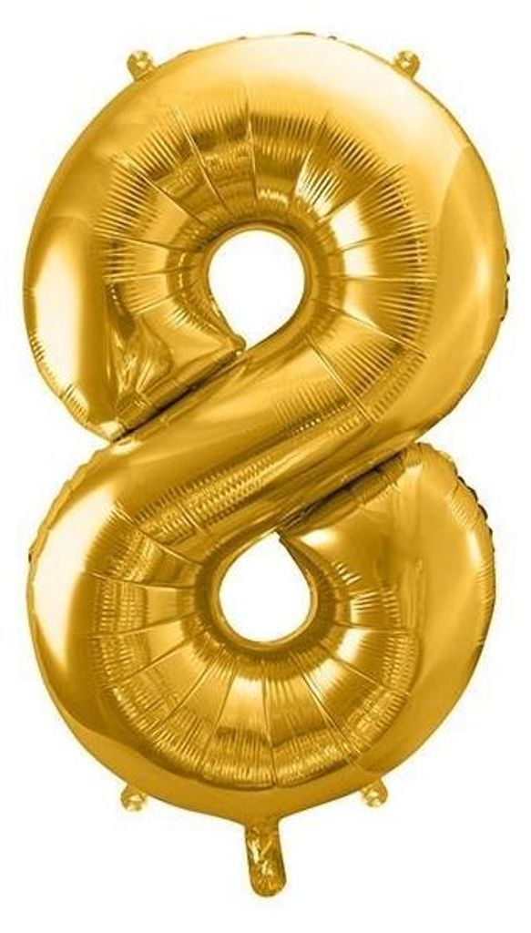 Folienballon Zahl "8", gold, 86cm, 1 Stk. Produktbild 