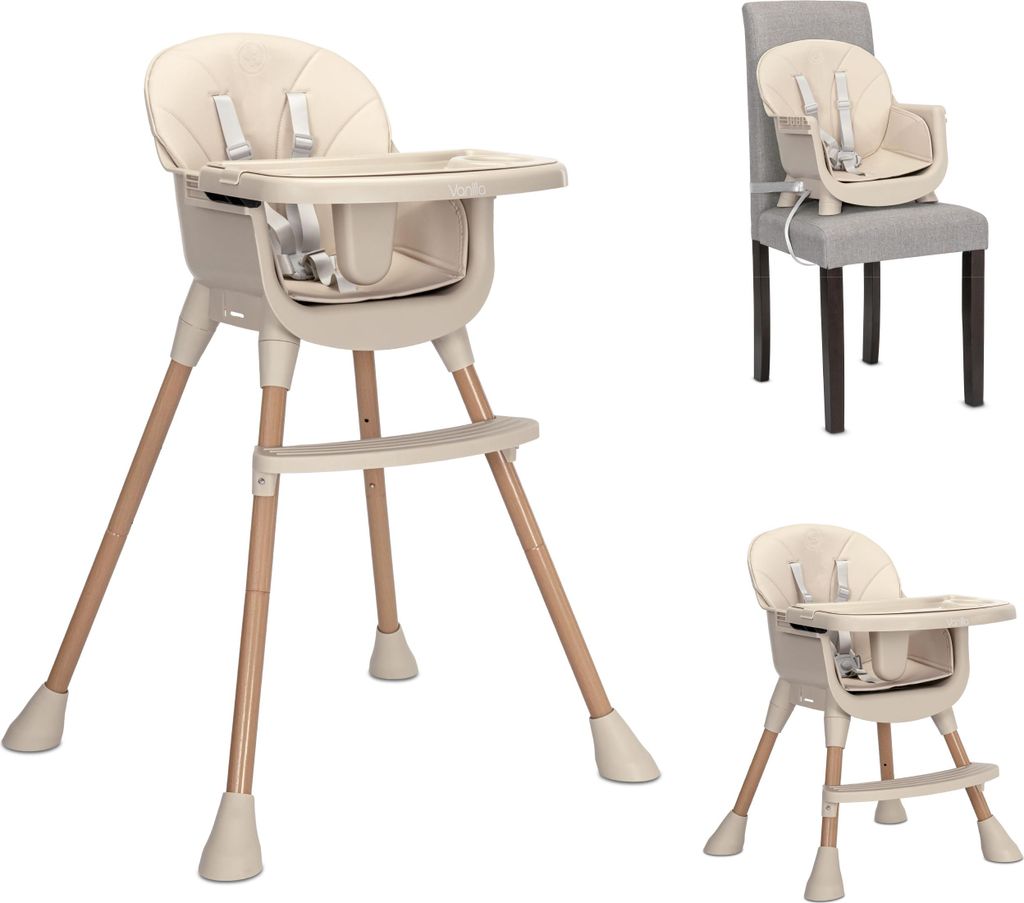 Lorelli Kinderhochstuhl Vanilla 3 in 1 Kinderstuhl, Tablett, Fusttze, Gurt beige