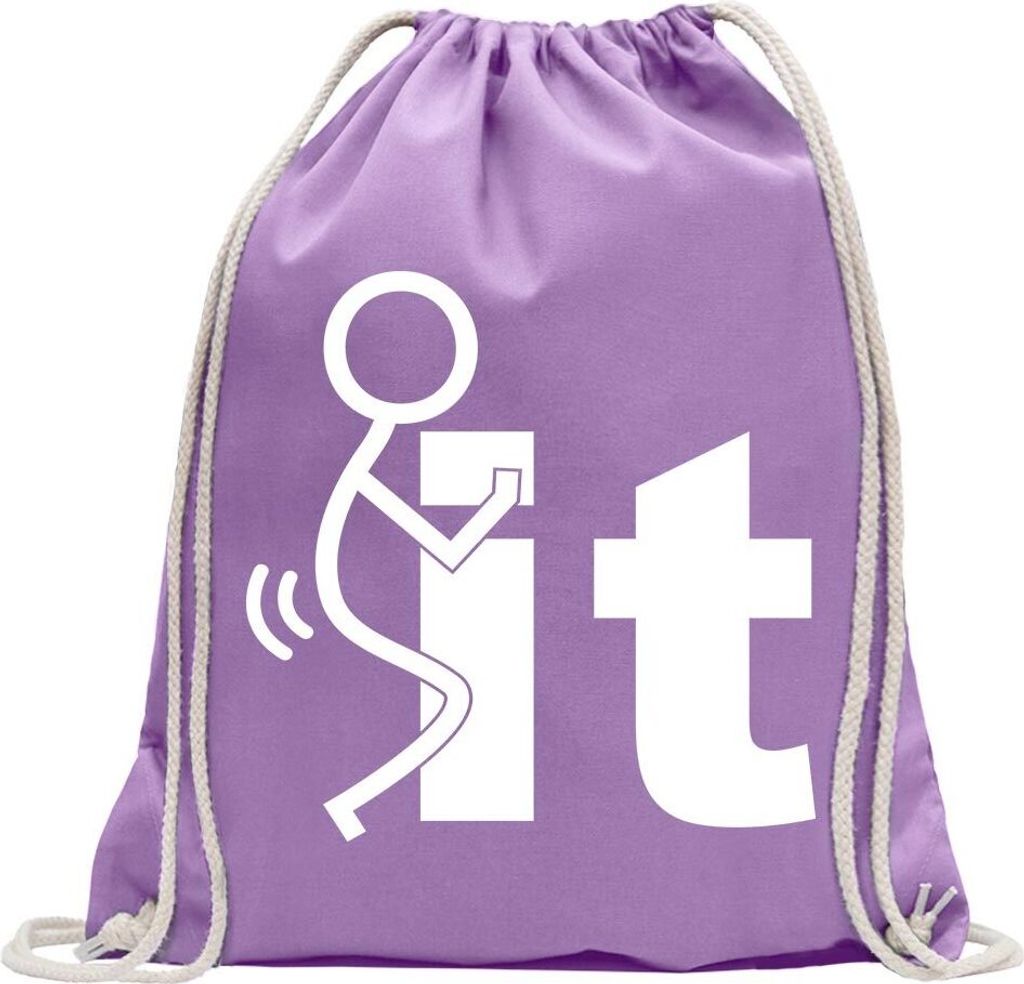 Kiwistar - Turnbeutel - lavendel - Fuck It - Fun Rucksack Sport Beutel Gymsack Baumwolle mit Ziehgurt