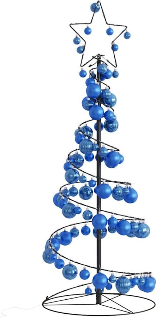 Weihnachtsbaum Kegelform mit Kugeln 80 LEDs Warmweiß 120 cm