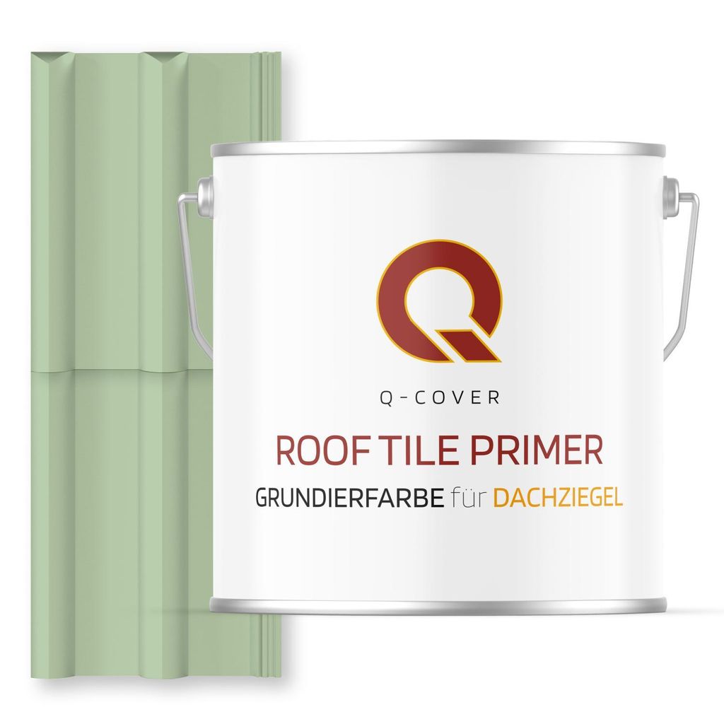 Grundierfarbe für Dachziegel Weißgrün RAL 6019 5 L | wetterfeste Dachbeschichtung | für Ziegel, Beton, Eternit | UV-beständig | Q-COVER