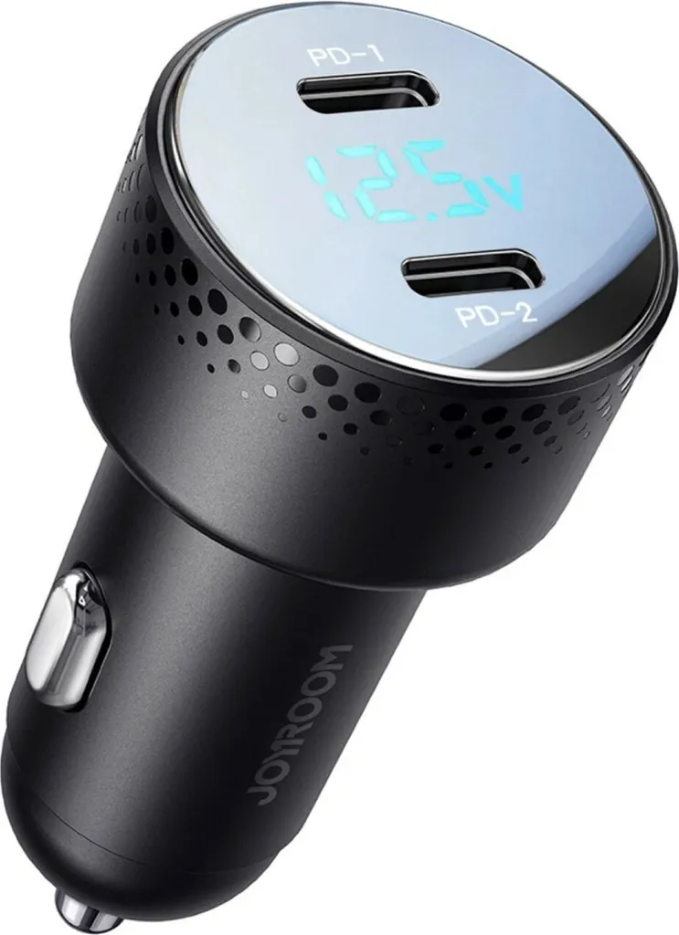 Joyroom Caricatore doppio per auto da 70 W 2x USB-C con display digitale