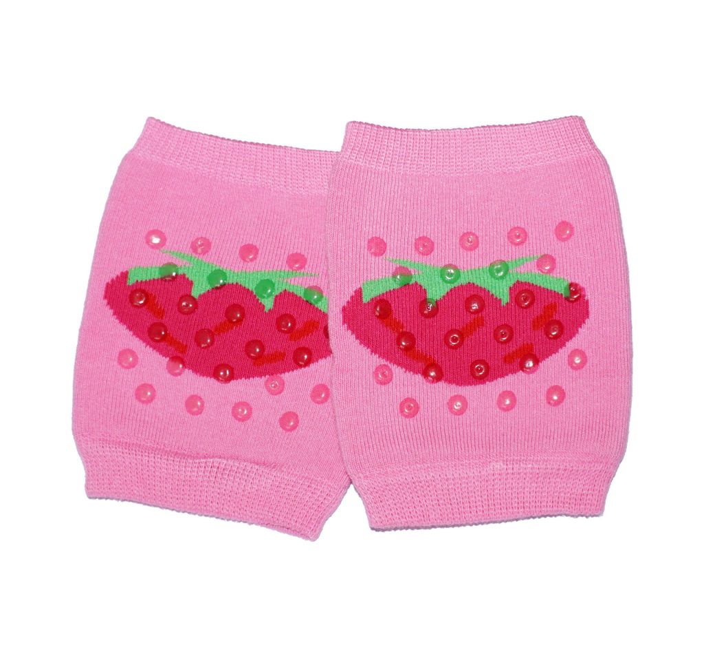 Kinder Knie ABS-Krabbelhilfe aus Baumwolle Erdbeere Pink Größe 98-104