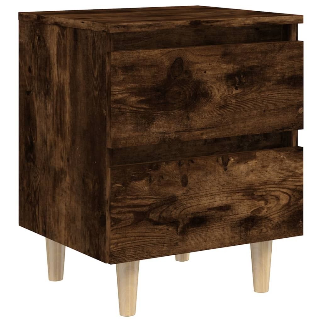 2 Comodini In Stile Scandinavo VidaXL: Legno Massello Di Eucalipto, 40x30x50 Cm, Colore Nero, Con 2 Ripiani