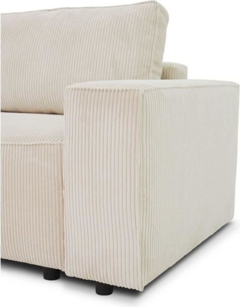 3-Sitzer-Umwandelsofa aus beigem Cordstoff mit Aufbewahrungsbox – 239 x 86 x Höhe 85 cm