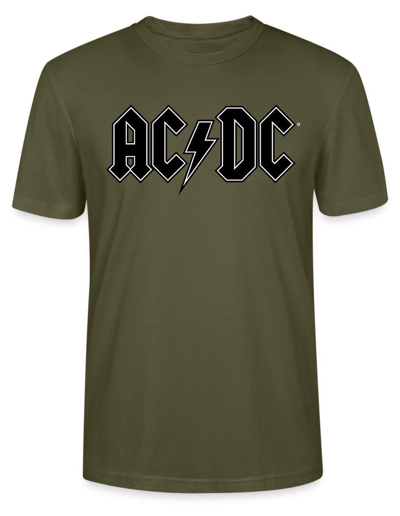 Spreadshirt AC/DC Schwarzes Logo Mit Blitz Uni Bio T-Shirt, XXL, Khaki