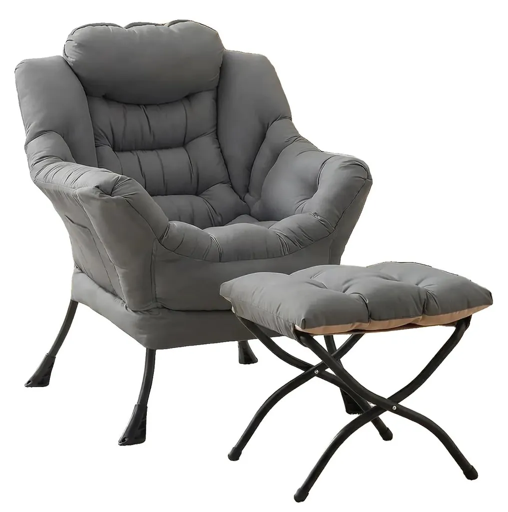 Fauteuil lounge gris foncé anti-mal de dos - Rembourrage ferme et stable
