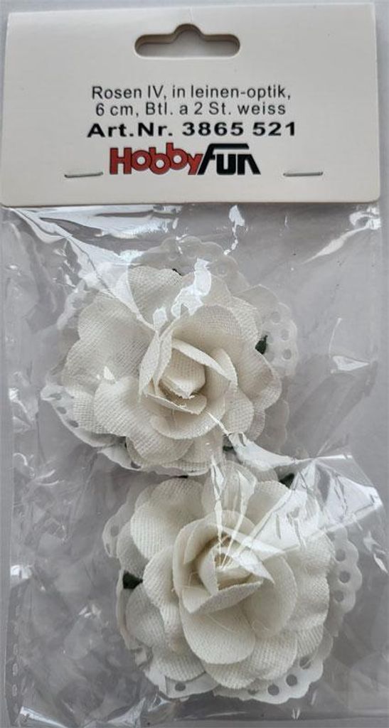 Rosen IV in Leinen-optik 6 cm weiss