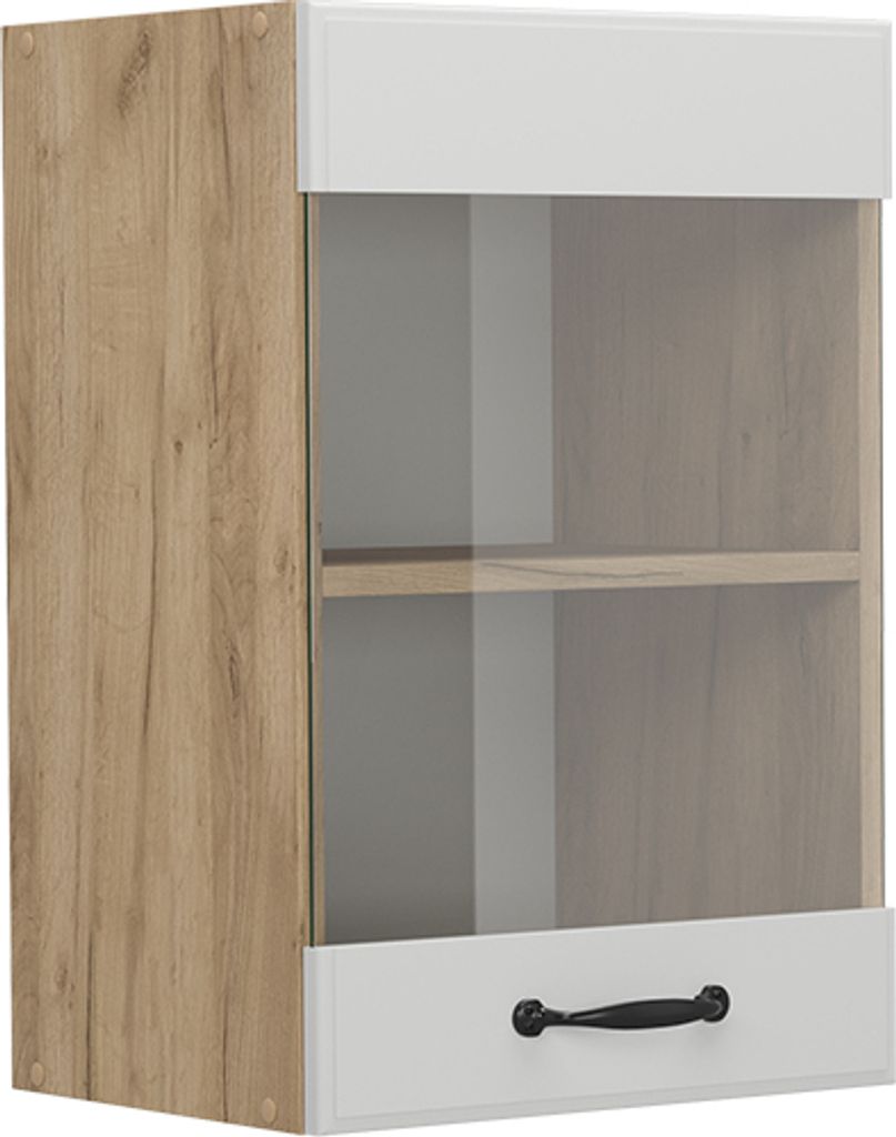 Küchenglasschrank Vicco R-Line Weiß Landhaus 40 cm, Model 54030