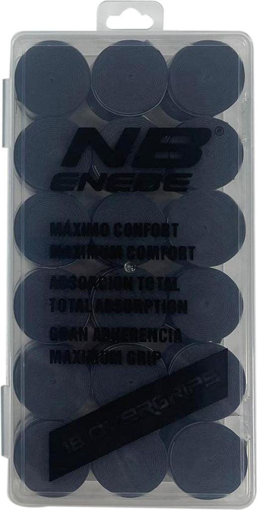 Packung mit 18 Overgrips Smooth Enebe Black