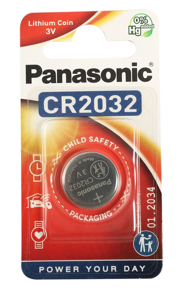 Panasonic CR2032, Lithium, 3 V, 220 mAh, Edelstahl, 2,9 g Produktbild 