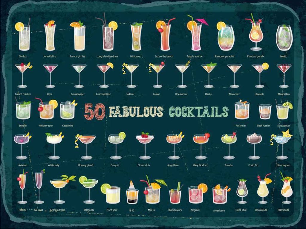vianmo Holzschild 30x40 cm 50 Fabulous Cocktails Drinks Essen Trinken