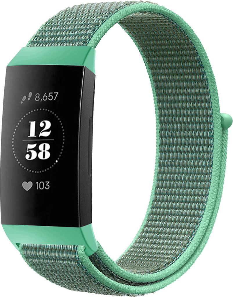 Strap-it Fitbit Charge 4 Nylonarmband (Minze)