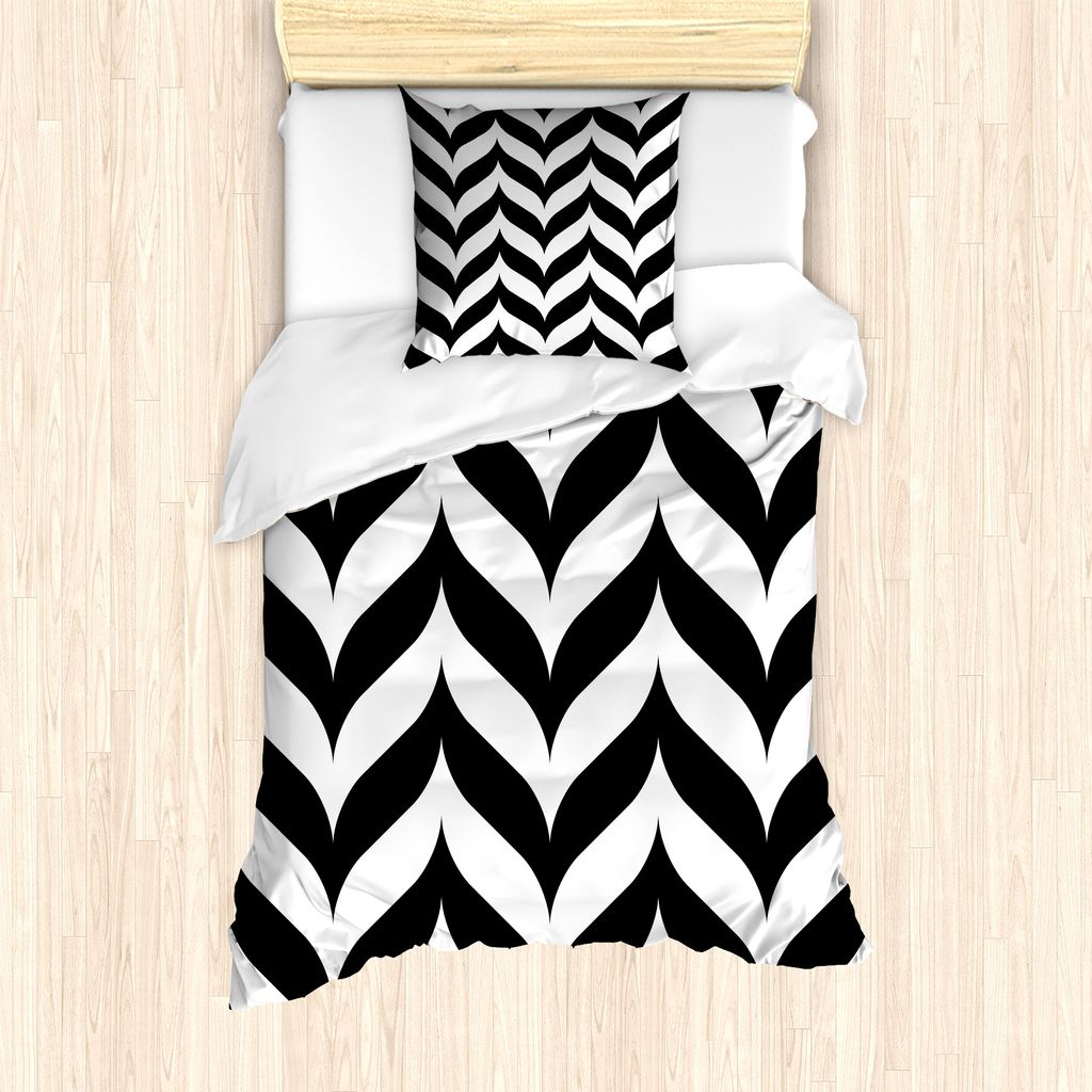 ABAKUHAUS Modern Bettbezug Set für Einzelbetten, Chevron Retro, Milbensicher Allergiker geeignet mit Kissenbezug, 135 cm x 200 cm - 80 x 80 cm, Sc...