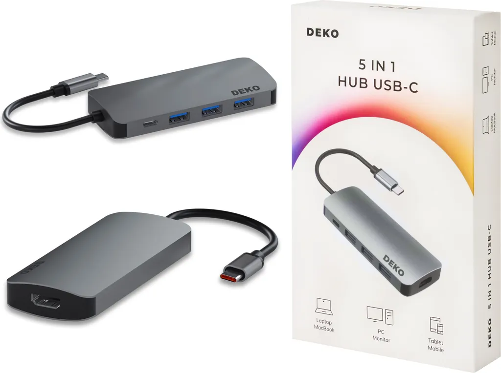 DEKO Lite Hub USB-C per Steam Deck e Laptop | 4K 60Hz | PD 100W Turbo
