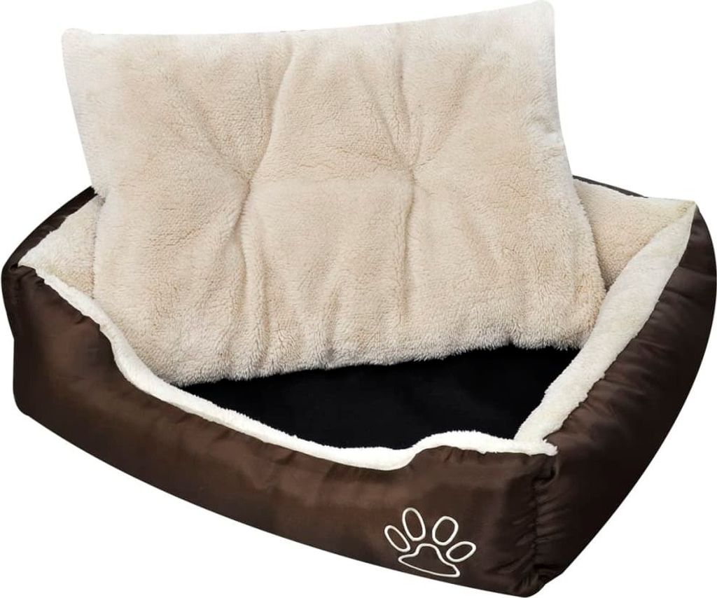 The Living Store Warmes Hundebett mit Polsterkissen XL