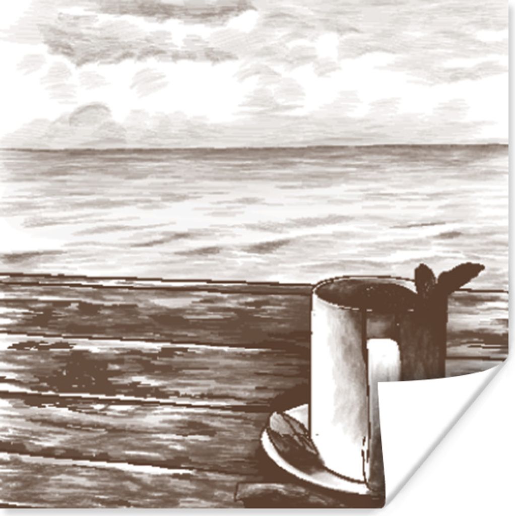 MuchoWow Poster Tee - Becher - Meer 30x30 cm - Wandposter - Printing