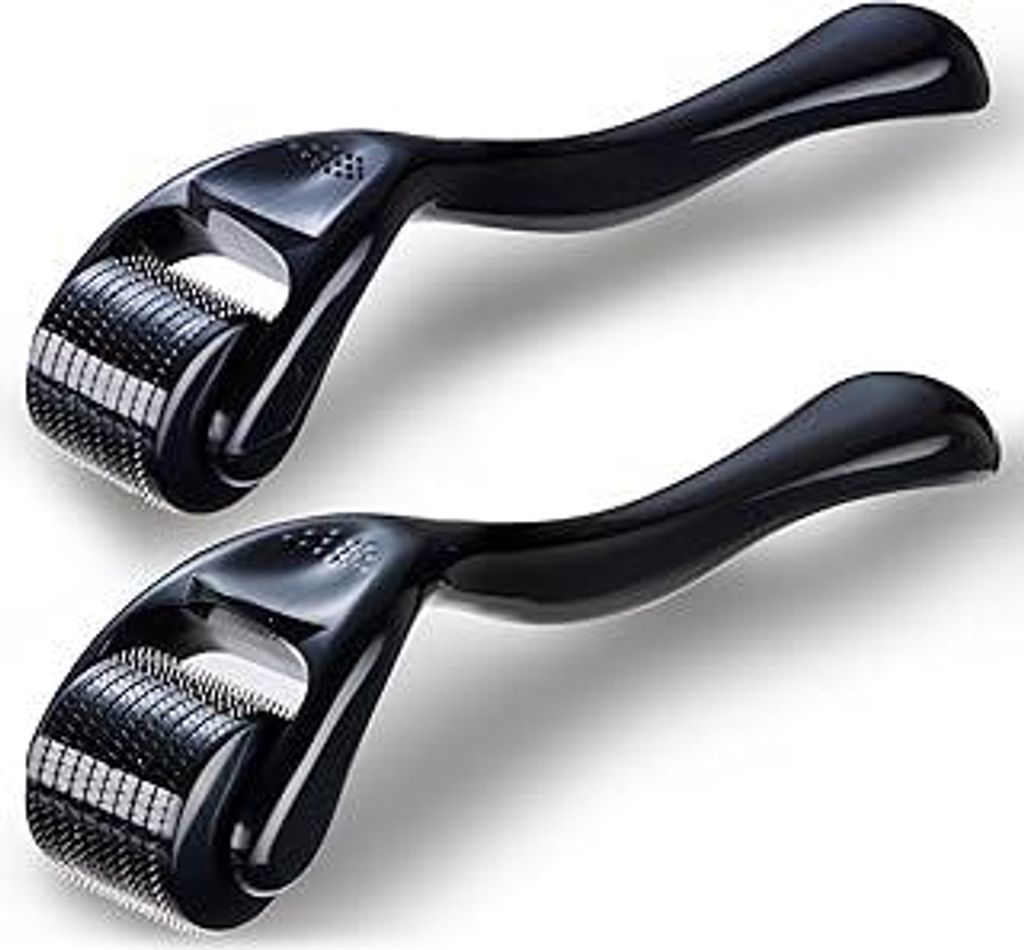2 Stück Derma-Roller 0,5mm&1,0mm,Micro Needling Roller Beard Bartroller mit 540 Titan Nadeln Micronadeln Derma-roller für Haare Körper Gesicht,G...