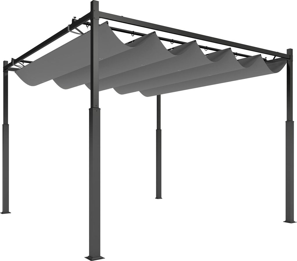 Freistehende Pergola 3x3m mit Schiebedach, UV-beständig