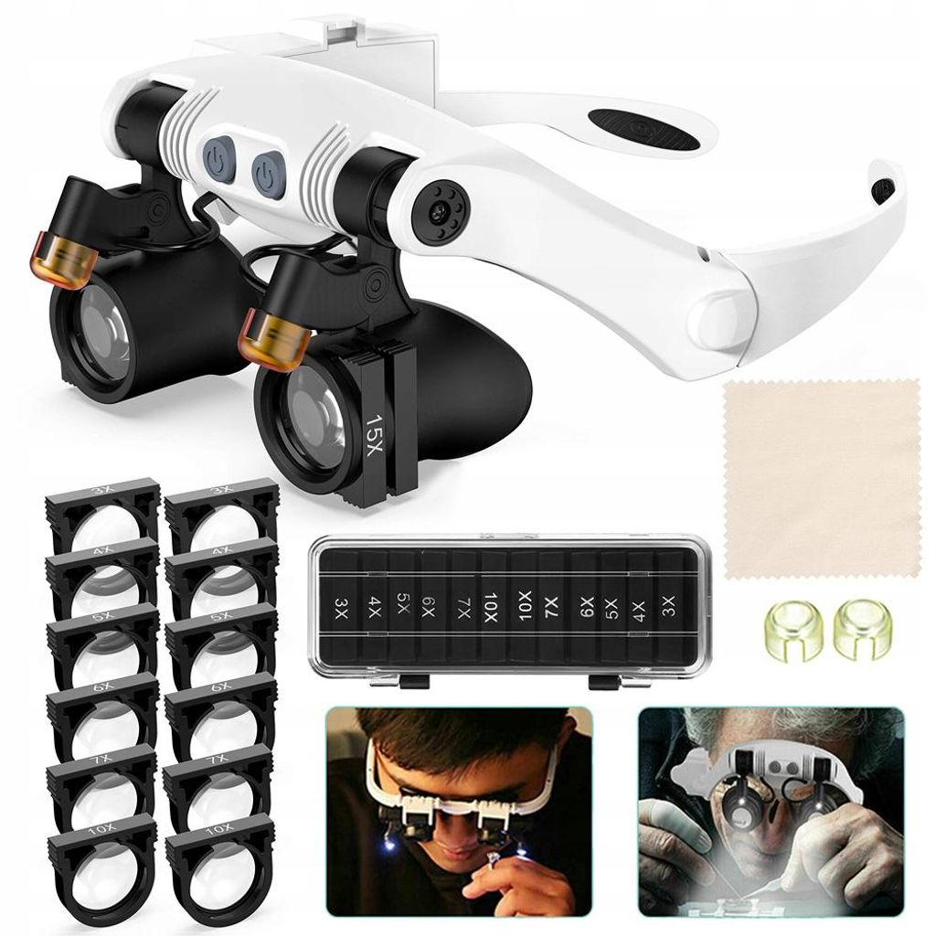 Stirnbandlupe, Head Lupen mit 2 LED-Lichtern Produktbild 