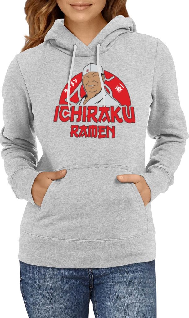 Damen Kapuzenpullover Japan Manga Anime Comics Naruto Ichiraku Ramen, Lady S / Grau