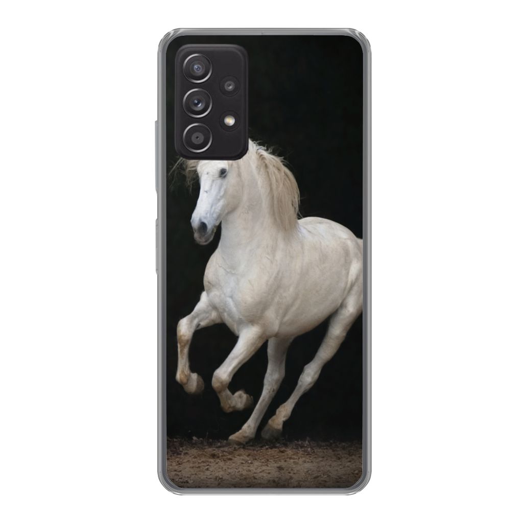MuchoWow Handyhülle Schutzhülle Hülle für Samsung galaxy a73 Pferde - Schwarz - Porträt Silikon Softcase Handy Hülle - Handyhülle