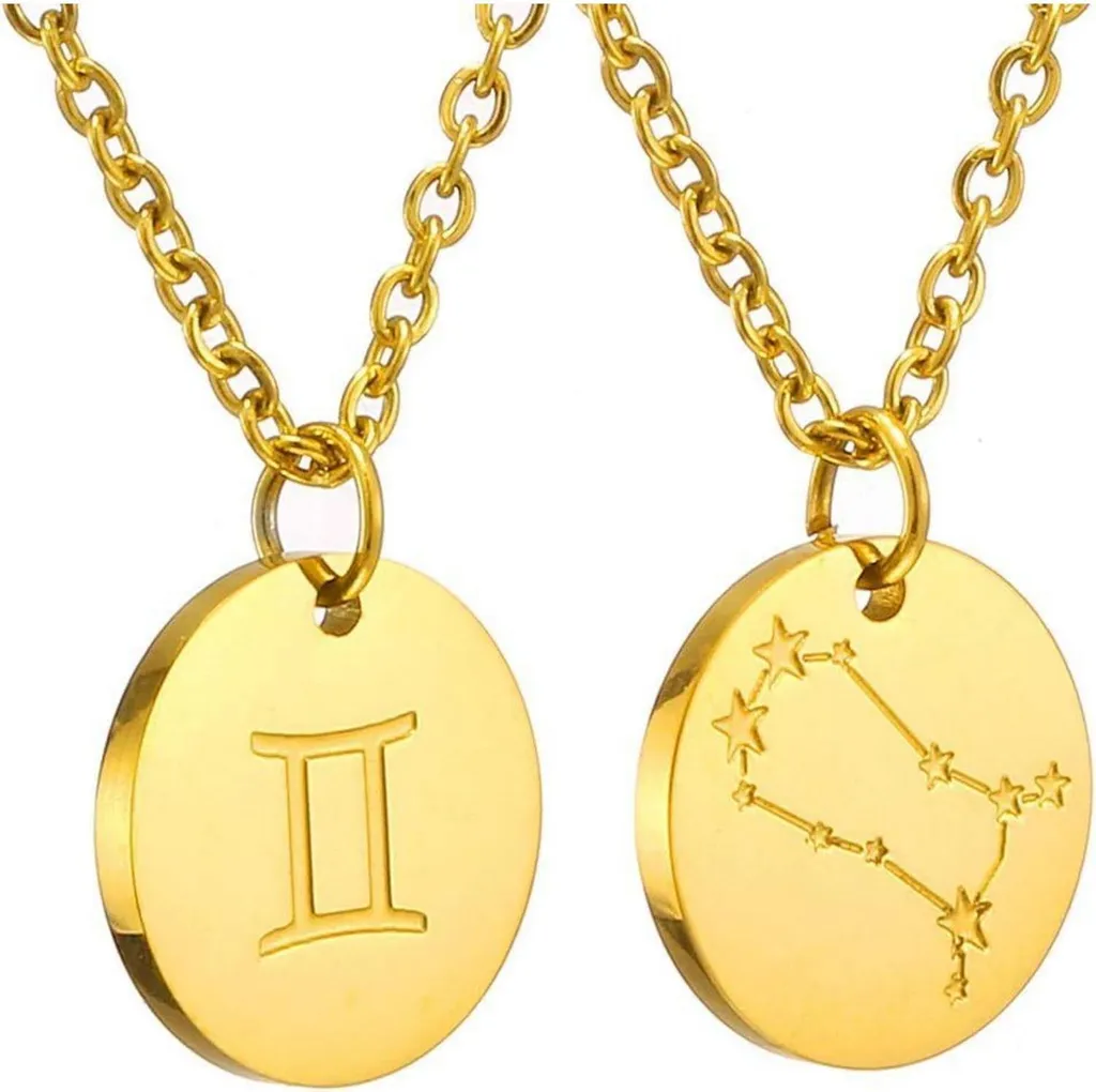 Collier Gémeaux AFSTALR en Or Horoscope Pendentif Signe du Zodiaque