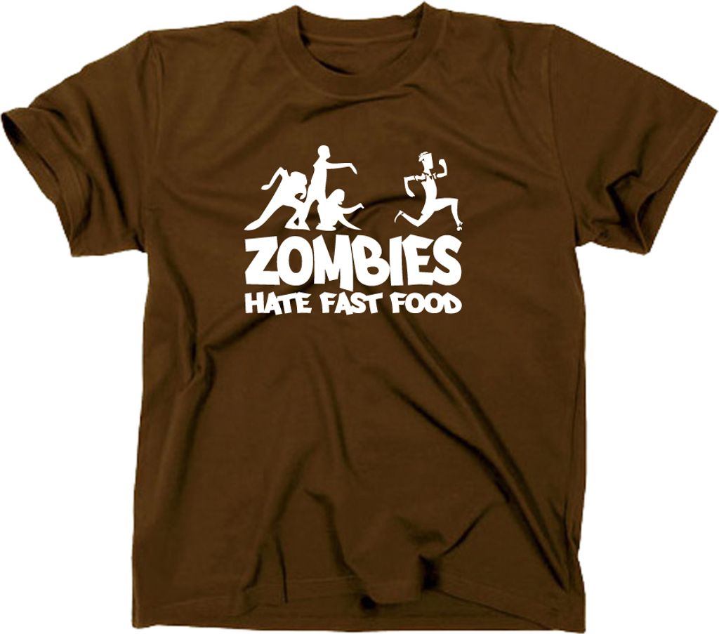 Styletex23 T-Shirt Zombies Hate Fast Food Fun, Braun, M