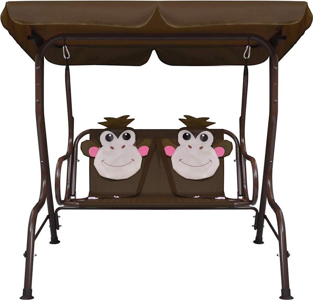 vidaXL Kinder-Hollywoodschaukel Braun 115×75×110 cm Stoff