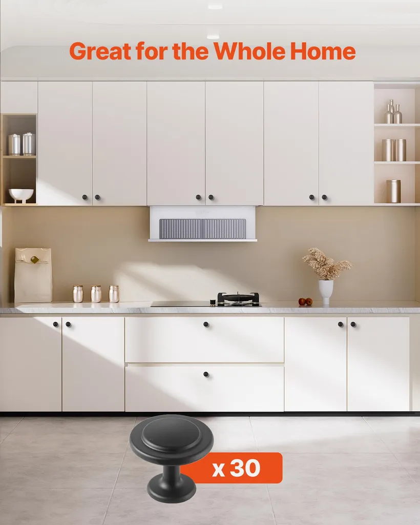 Poignées de Meubles pour Salle de Bain et Cuisine, Zinc Noir 31 mm