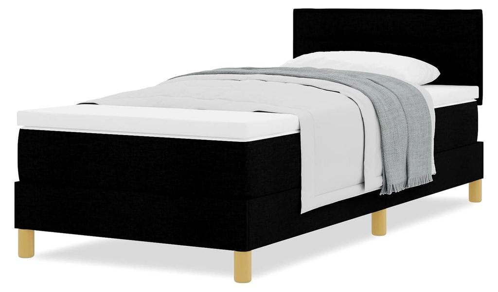 Boxspringbett Einzelbett 90x200cm Schwarz - Modernes Design für stilvolles Schlafzimmer